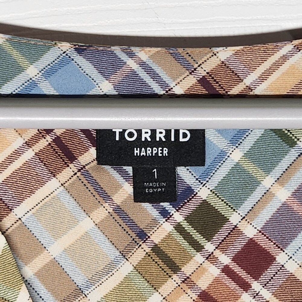 Torrid Harper 3/4 Sleeve Pullover Blouse Plaid - Size 1 (1X - 14W/16W) - Picture 5 of 5